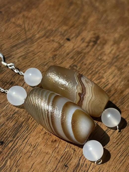 褐灰缠丝玛瑙橄榄珠首饰两件套，顺丰包邮 商品图11