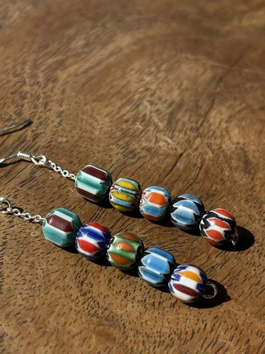 多彩绞胎琉璃凸棱剁珠首饰两件套组，顺丰包邮 商品图6