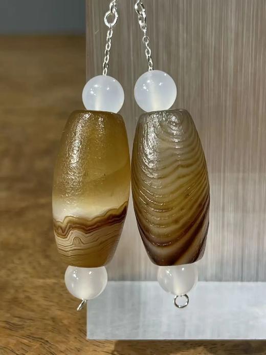 褐灰缠丝玛瑙橄榄珠首饰两件套，顺丰包邮 商品图10