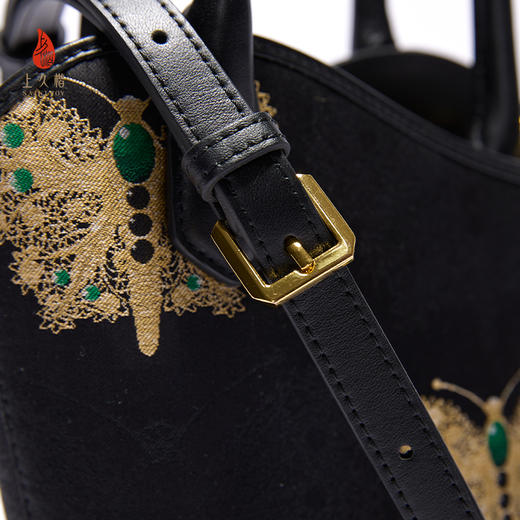 上久楷新中式国风宋锦腋下包 手提包 黑金蝴蝶BWS25A0201 商品图5