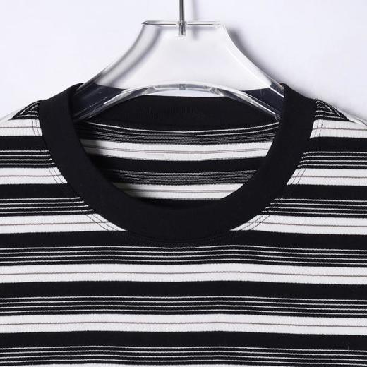 SDSA秋冬新款痞帅男装韩版街头撞色条纹倒三角圆领长袖T恤百搭 商品图1