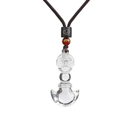 新款天然白水晶文殊智慧剑金刚铃水晶钺刀吊坠复古精雕本命年饰品项链挂件 商品图9