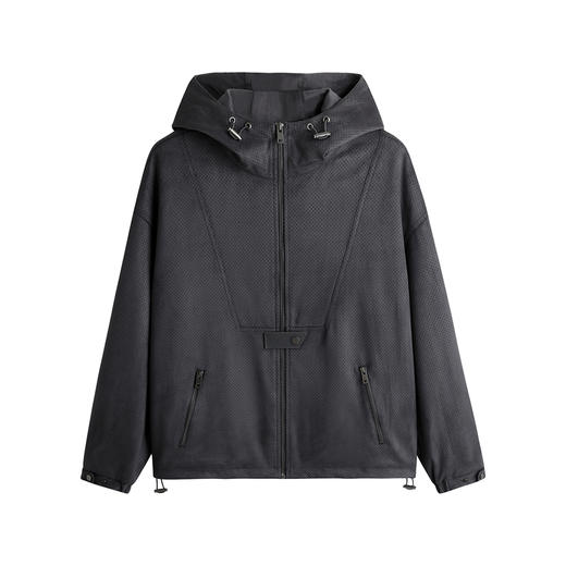 HIM漢崇  冲孔柔软仿麂皮绒连帽夹克外套宽松休闲哑光工装2025秋季 商品图4