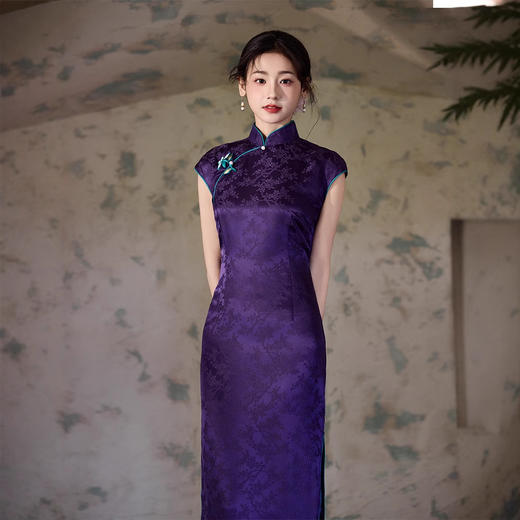 【紫气东来】新中式真丝旗袍JD01008 商品图3