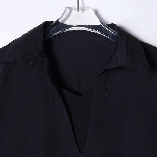 SDSA男士秋冬新款痞帅男装潮牌纯色拼接翻领长袖T恤百搭时尚上衣 商品图2