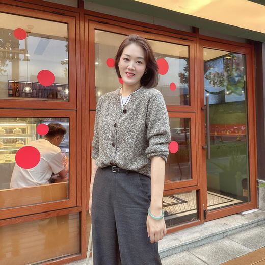 火桐hooton 邓肯花纱 大肚纱山羊绒纽扣开衫RP1037Y 商品图1