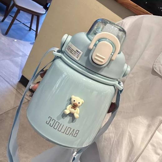 【赠送贴纸！敲高颜值】k可背可提可斜挎，解放你的双手，大容量304不锈钢保温杯网红高颜值女士大肚水杯子双饮吸管儿童壶。rb 商品图2