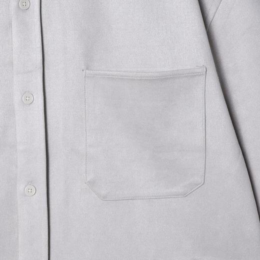 6354SDSA男士秋冬新款痞帅男装极简风绒面纯色翻领长袖衬衫复古百搭 商品图2