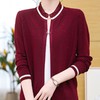 28-1338春秋季新款中年人短款假两件羊毛针织开衫2025年新款百搭外套上衣 商品缩略图0