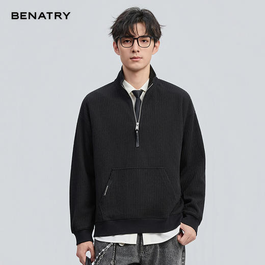 2025秋季新品半拉链肌理面料卫衣ECF324003 商品图0