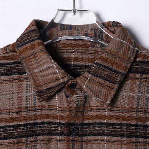 6503SDSA男士秋冬新款痞帅男装美式复古撞色格纹翻领长袖T恤时尚衬衣 商品图2