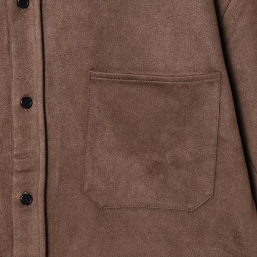 6354SDSA男士秋冬新款痞帅男装极简风绒面纯色翻领长袖衬衫复古百搭 商品图3