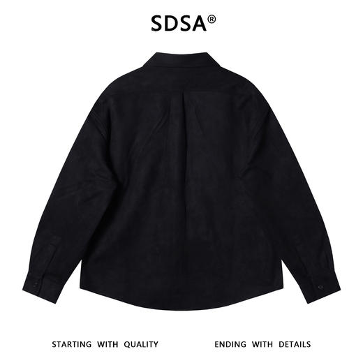 6354SDSA男士秋冬新款痞帅男装极简风绒面纯色翻领长袖衬衫复古百搭 商品图5