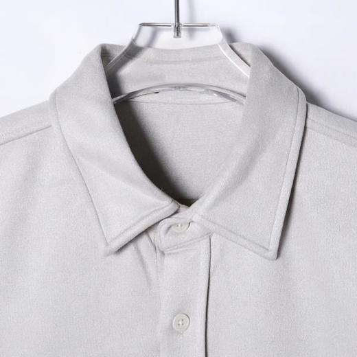 6354SDSA男士秋冬新款痞帅男装极简风绒面纯色翻领长袖衬衫复古百搭 商品图1