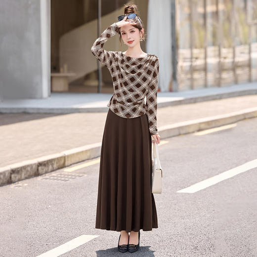 设计感格纹撞色套装裙SNX3185 商品图0