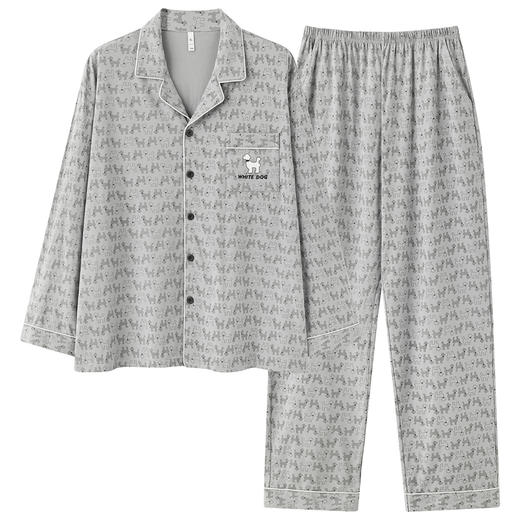 【抗菌新疆棉】自然醒「墨影恋人」秋季新款长袖情侣睡衣纯棉慵懒家居服套装JLM 商品图10