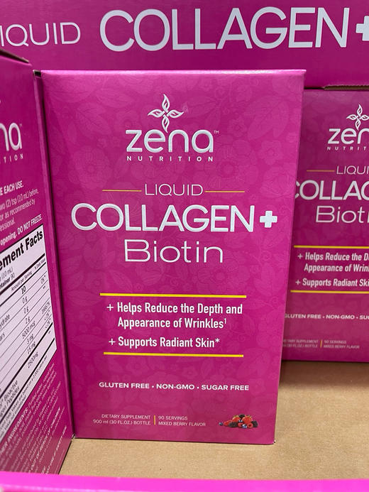 Zena液体胶原蛋白打折啦📣美国直邮特价350元🉐包税包邮到手了🔥🇺🇸Zena无糖液体胶原蛋白生物素900ML，混合莓子口味，一瓶约可以喝90次👍 商品图2