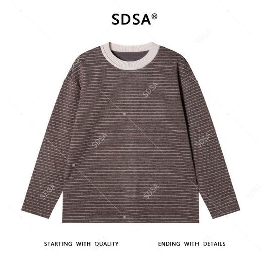 3555SDSA男士秋冬新款痞帅男装韩版撞色条纹圆领长袖T恤百搭时尚上衣 商品图1