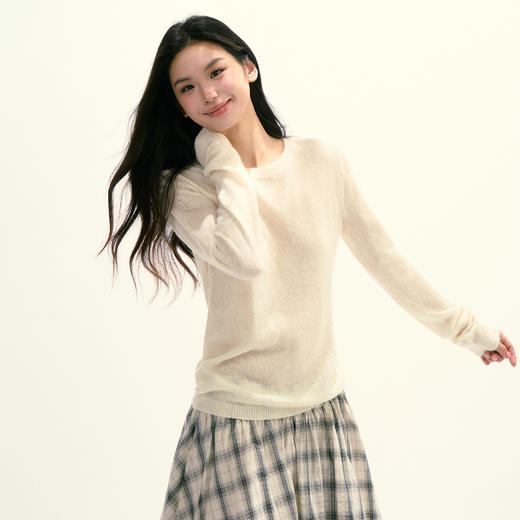 Ariseism 美式复古松弛感圆领套头毛衣女秋季新款修身上衣 商品图3