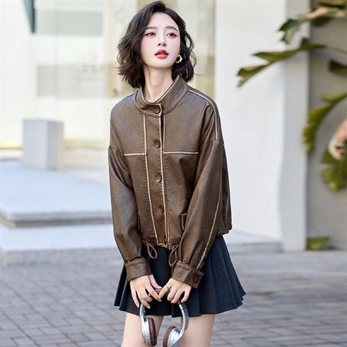 2025年秋季新款显瘦时尚气质短款皮衣外套MLJL1630 商品图2