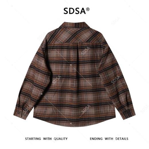 6503SDSA男士秋冬新款痞帅男装美式复古撞色格纹翻领长袖T恤时尚衬衣 商品图5