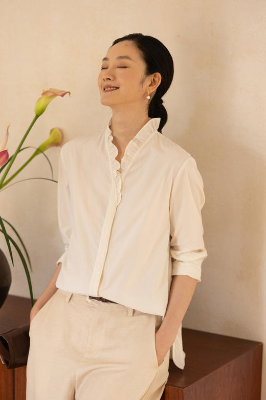 牧衣游原创 丝棉净色长袖衬衣~~南眧 商品图5