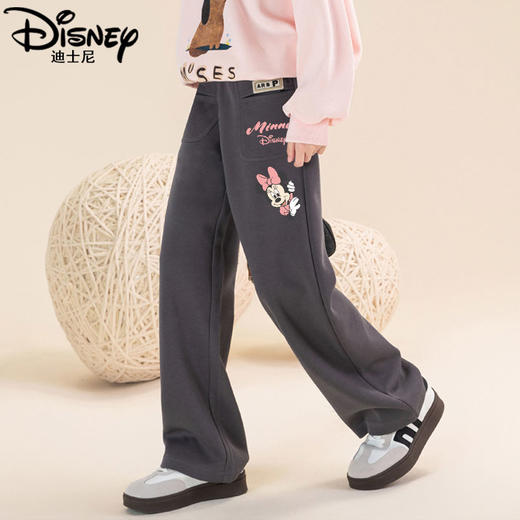 迪士尼儿童阔腿裤女大童裤子秋季2024新款女童休闲裤秋装女孩长裤 商品图4