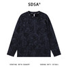 SDSA男士秋冬新款痞帅男装扎染竹叶印花鸡眼领口交叉长袖T恤百搭 商品缩略图0