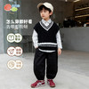 贝贝怡春秋季新款男童针织马甲条纹衬衫休闲长裤三件套ZB3ET060 商品缩略图3