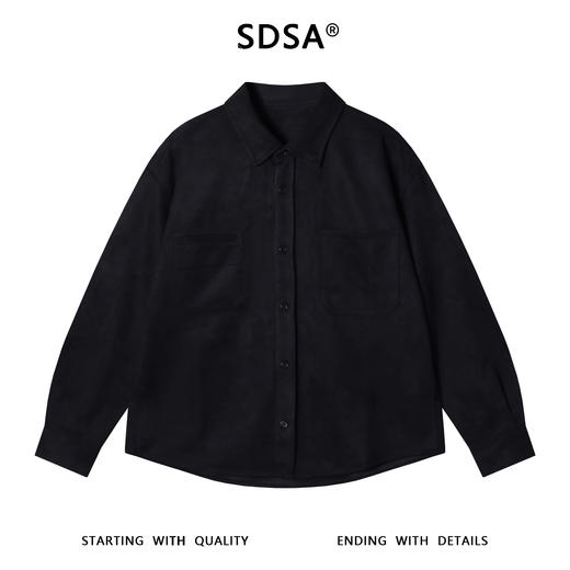 6354SDSA男士秋冬新款痞帅男装极简风绒面纯色翻领长袖衬衫复古百搭 商品图1