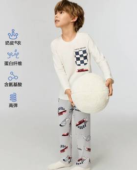 【春上新】8楼爱慕儿童Aimer Kids男孩奶皮激情赛车长睡裤AK242J481，吊牌价329元