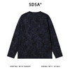 SDSA男士秋冬新款痞帅男装扎染竹叶印花鸡眼领口交叉长袖T恤百搭 商品缩略图4