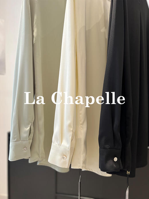 会员福利【飘带衬衫+垂坠顺滑】拉夏贝尔/La Chapelle法式垂感缎面立体花朵飘带设计感长袖衬衫 商品图8