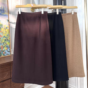 火桐hooton 秋意浓 醋酸羊毛直筒后开叉半裙TD9915