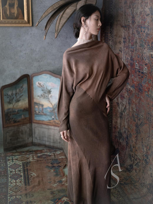 Cortana 25PF 褐色晕染ECLIPSE 斜裁连衣裙 商品图0