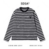 SDSA秋冬新款痞帅男装韩版街头撞色条纹倒三角圆领长袖T恤百搭 商品缩略图0