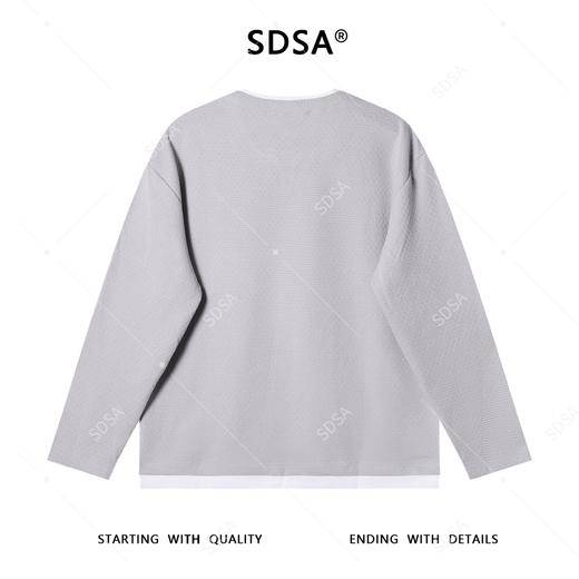 3268SDSA男士秋冬新款痞帅男装设计师撞色肌理感假两件长袖T恤百搭潮 商品图5