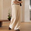 牧衣游原创 羊毛亚麻混纺裤子女秋季新款软糯百搭休闲裤宽松 秋晚 商品缩略图0