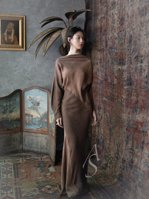 Cortana 25PF 褐色晕染ECLIPSE 斜裁连衣裙 商品图4