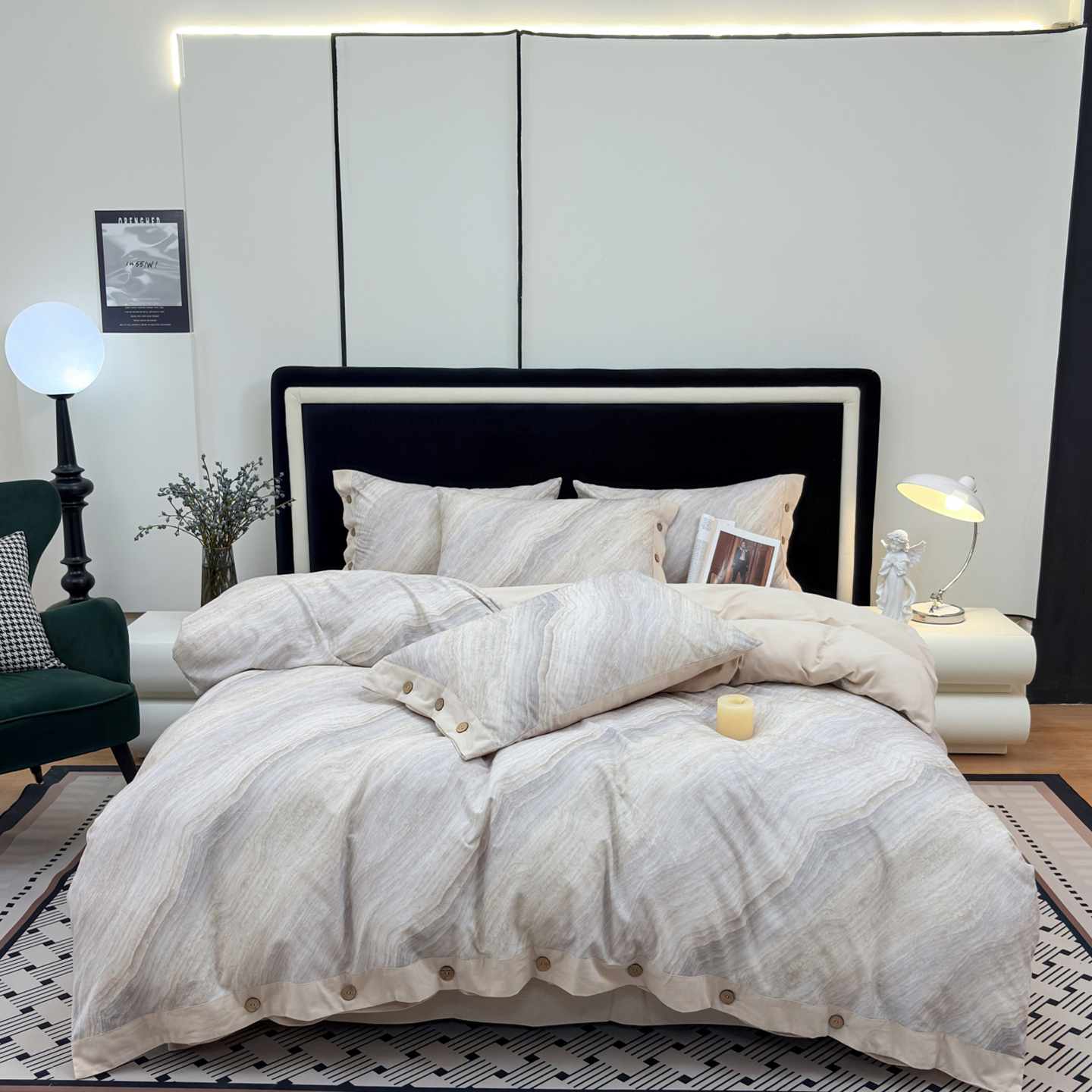 高档加厚全棉磨毛四件套纯棉100S被套床单高级感秋冬保暖床上用品G110500003