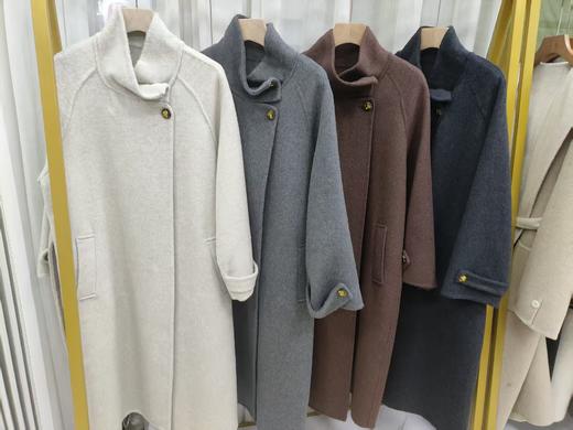 【YW】无忧购立领收腰系带毛呢外套长款绵羊毛双面呢8801水晶扣（截单后3-5天发货） 商品图7
