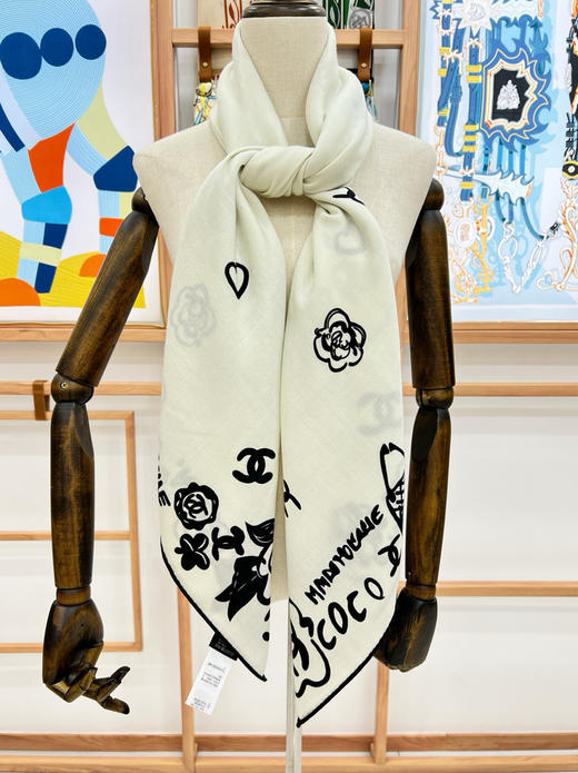 小香 山茶花羊毛蚕丝围巾方巾 商品图2