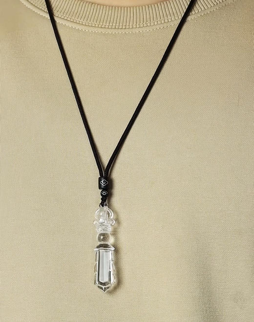 新款天然白水晶文殊智慧剑金刚铃水晶钺刀吊坠复古精雕本命年饰品项链挂件 商品图6