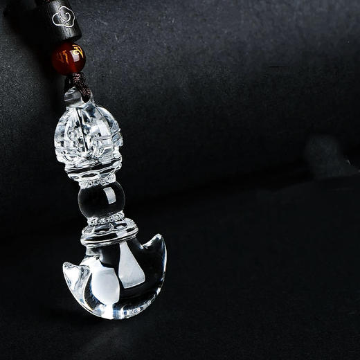 新款天然白水晶文殊智慧剑金刚铃水晶钺刀吊坠复古精雕本命年饰品项链挂件 商品图11