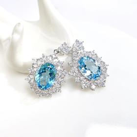 DS925托帕石吊坠-瑞士蓝三叶草蛋面12*16