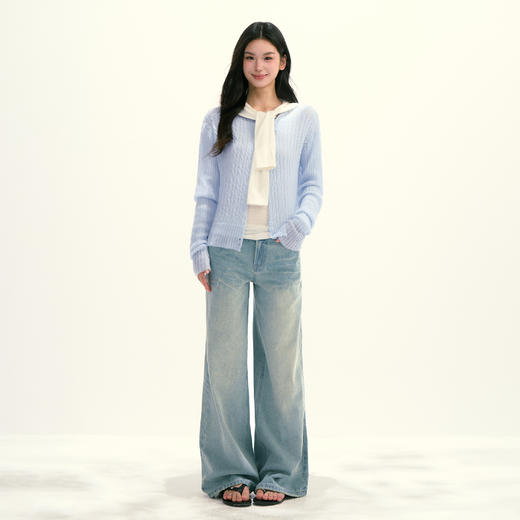 Ariseism 美式复古设计感3色松弛感薄款开衫女秋季新款修身上衣 商品图3