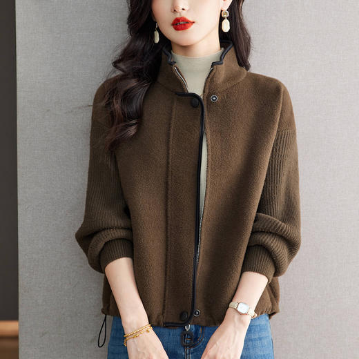 XFY-3102立领外套女2025新款气质轻奢高级感毛呢开衫洋气休闲秋装外搭上衣 商品图0