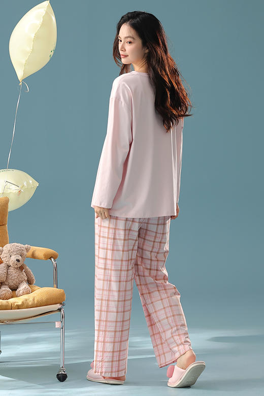 【抗菌新疆棉】自然醒「落日甜酒」纯棉秋季A类长袖睡衣女士可外穿家居服套装JLM 商品图9