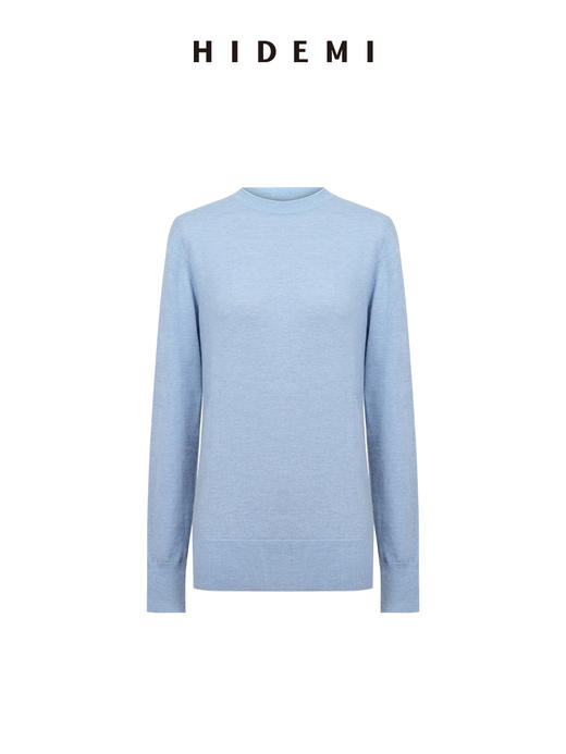 HIDEMI 进口美利奴羊毛柔软细腻纱线打底衫舒适叠穿圆领针织衫 商品图10