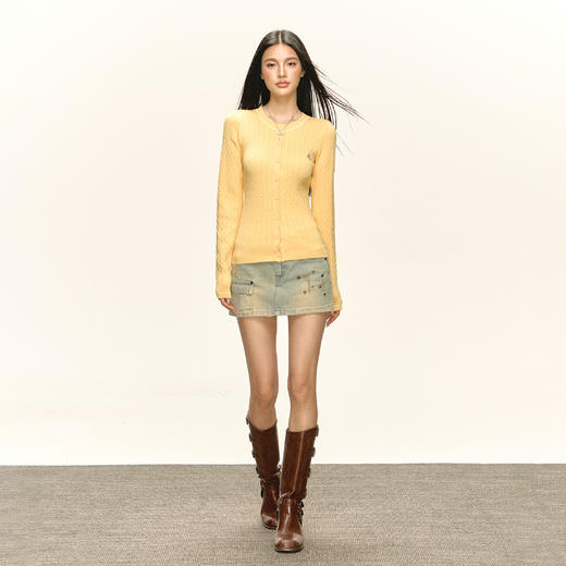 Ariseism 美式复古设计感针织开衫毛衣女秋季新款修身上衣 商品图4